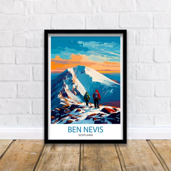 Ben Nevis Print, Scottish Highlands Travel Poster