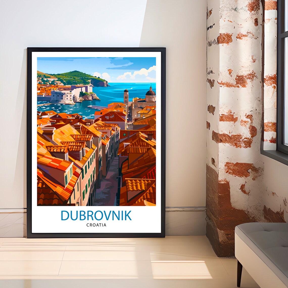 Dubrovnik Croatia Rooftops City Walls Adriatic Coast Travel Poster - Image 2
