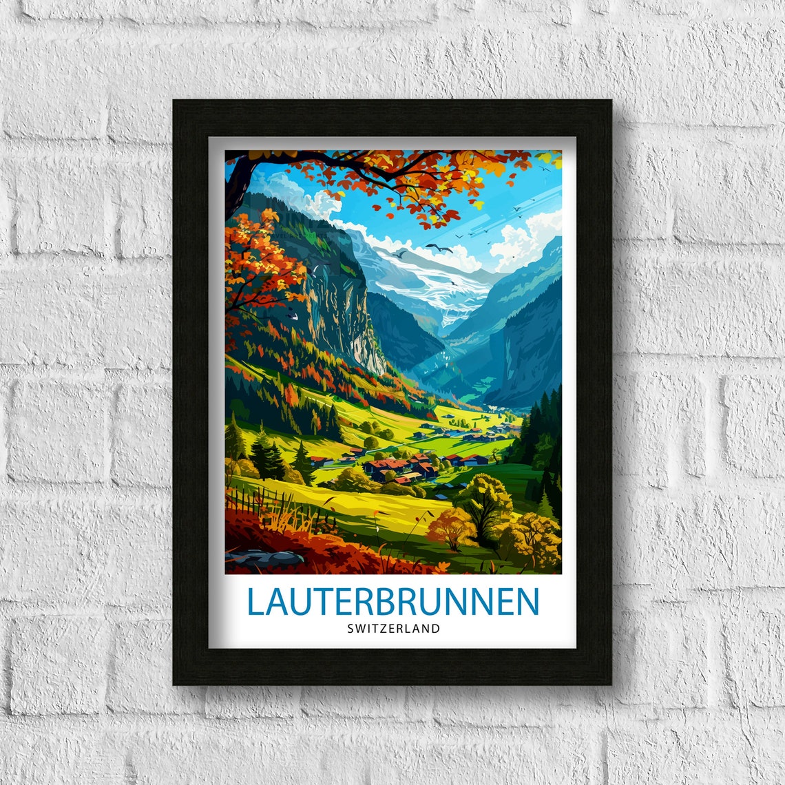 Lauterbrunnen Switzerland Alpine Valley Autumn Foliage Poster - Image 3