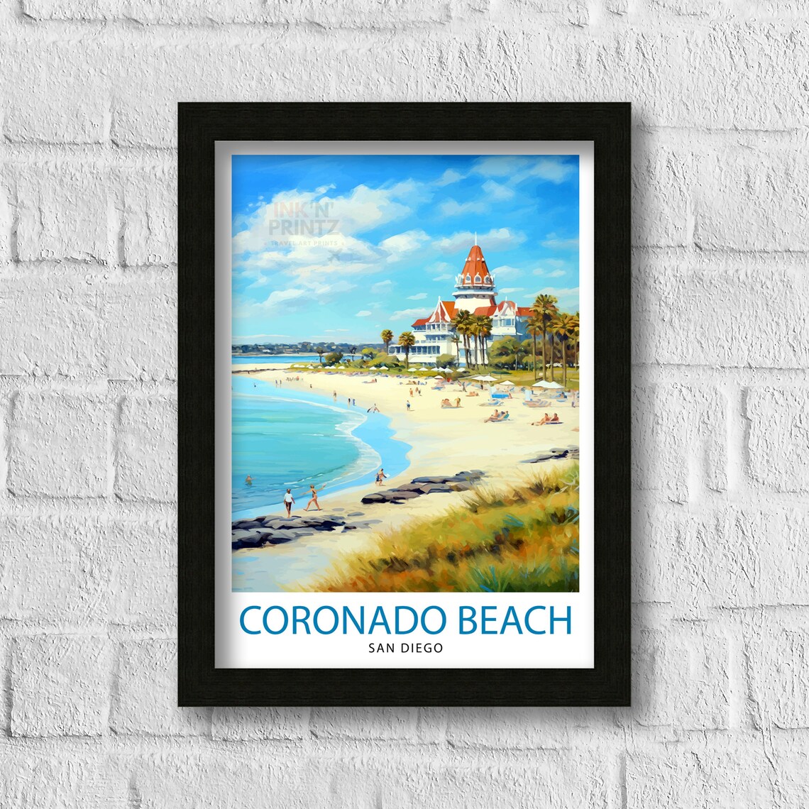 Coronado Beach California Travel Poster, Pacific View - Image 3