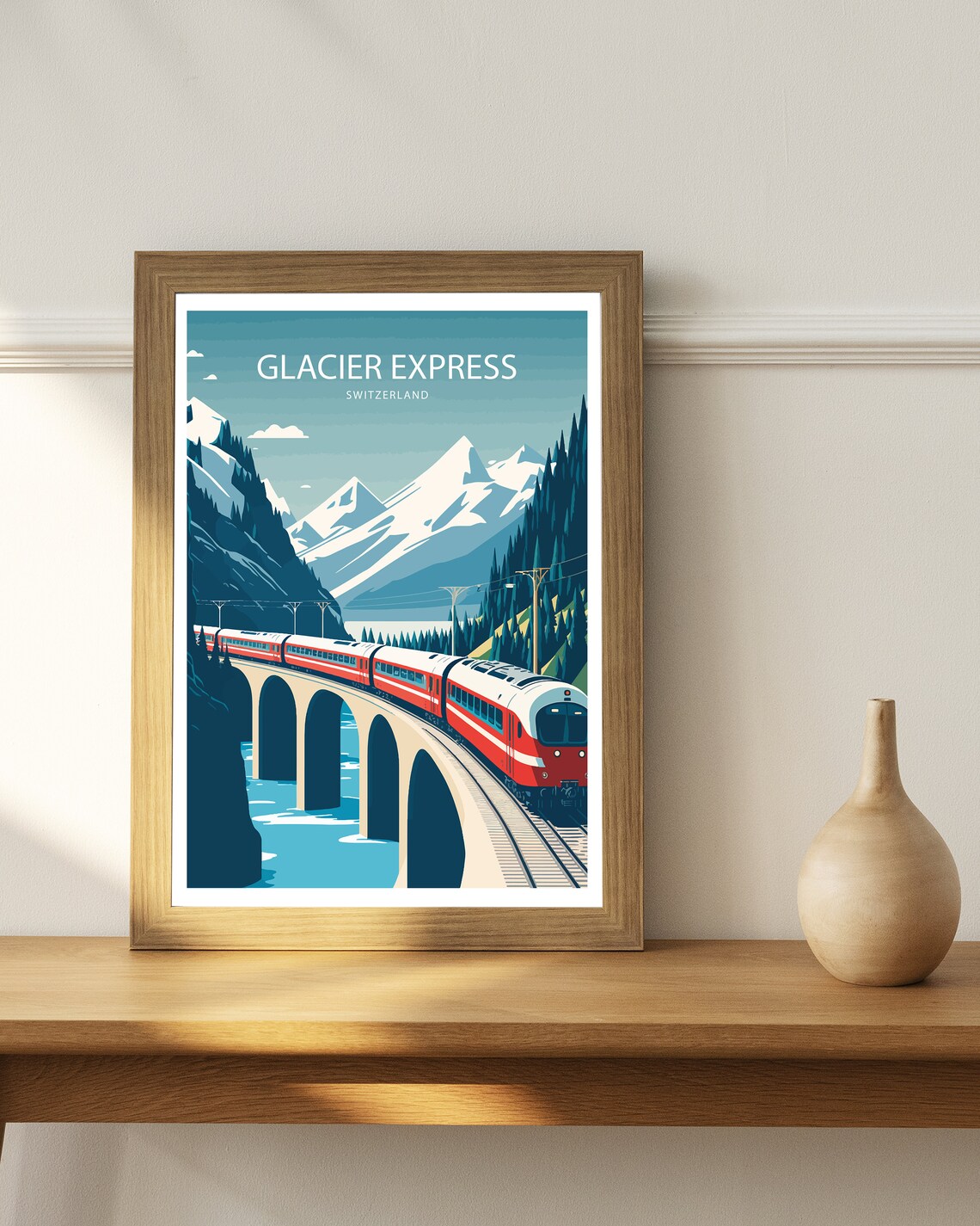 Glacier Express Travel Poster, Switzerland Train Route - Image 3