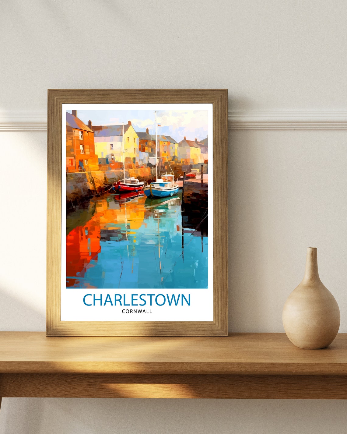 Charlestown Cornwall Tall Ships Historic Harbour View Poster - Image 3