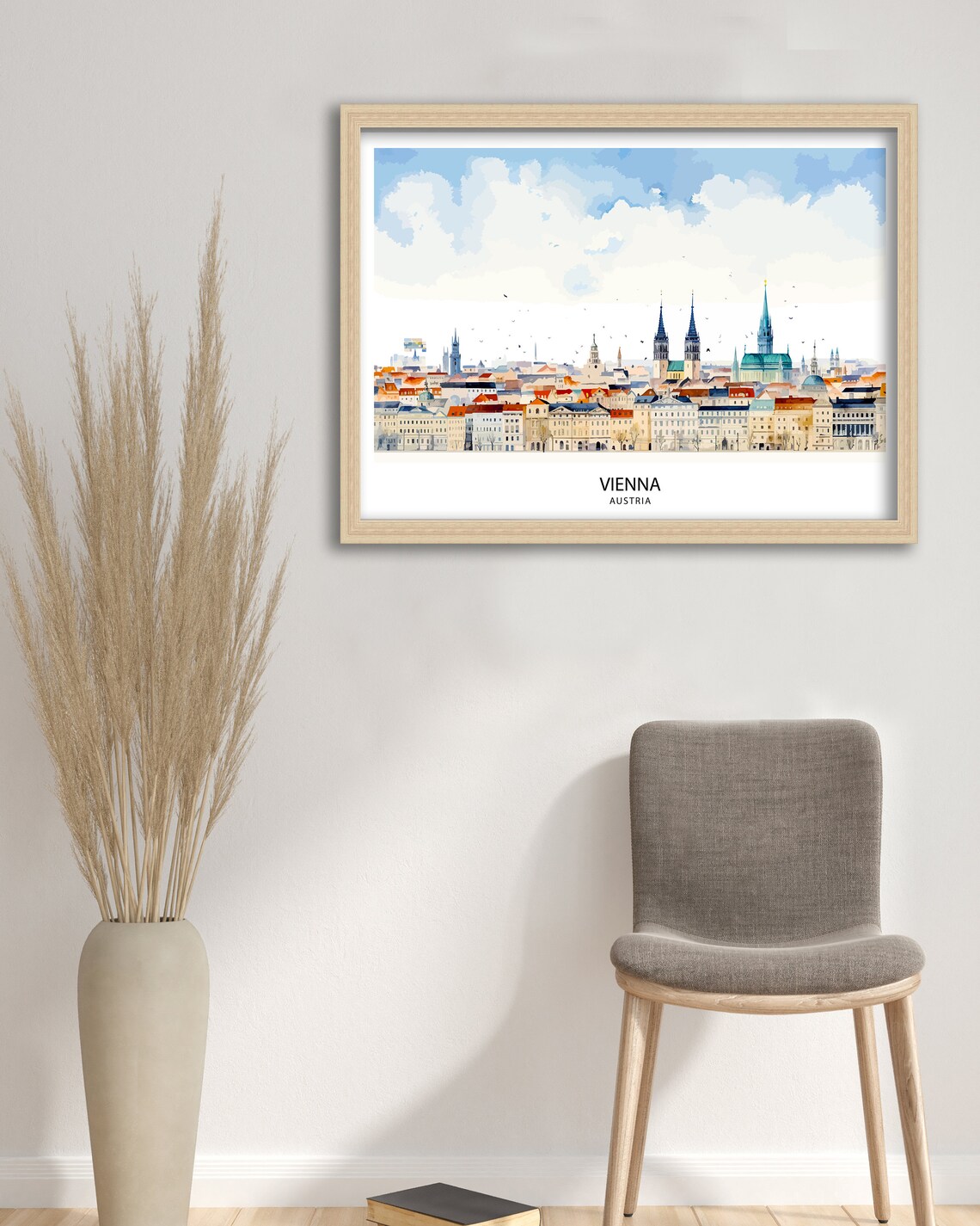 Vienna Austria Watercolor Old Town Church Skyline Spires Poster - Image 2