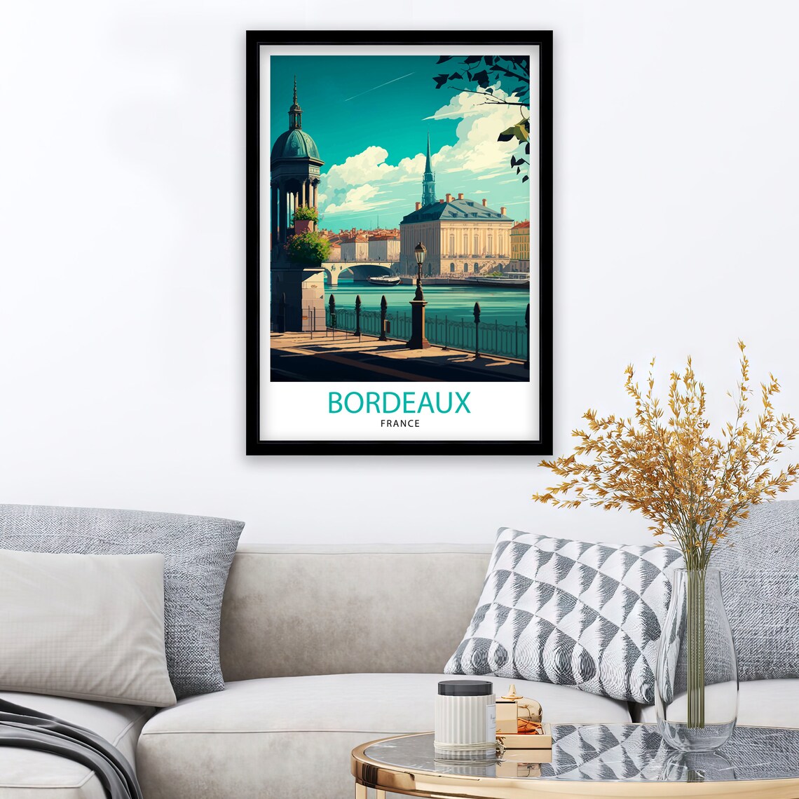 Bordeaux France Garonne Riverside Promenade Tower Travel Poster - Image 2