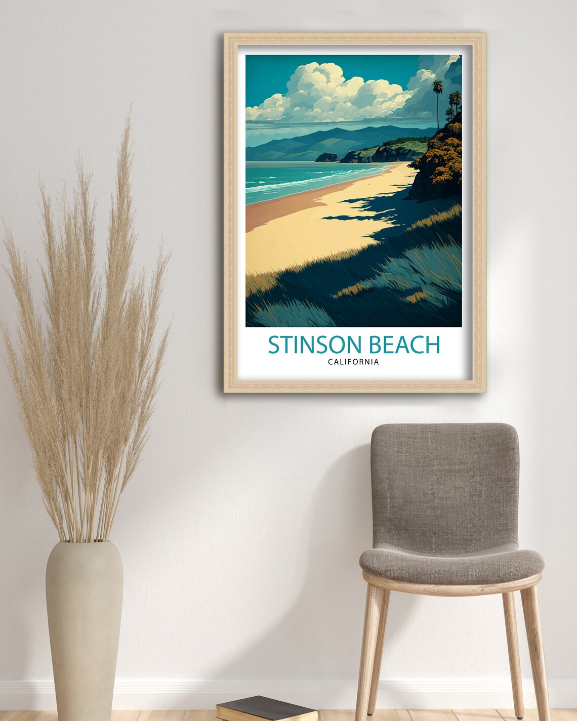 Stinson Beach California Illustration Travel Poster - Image 3