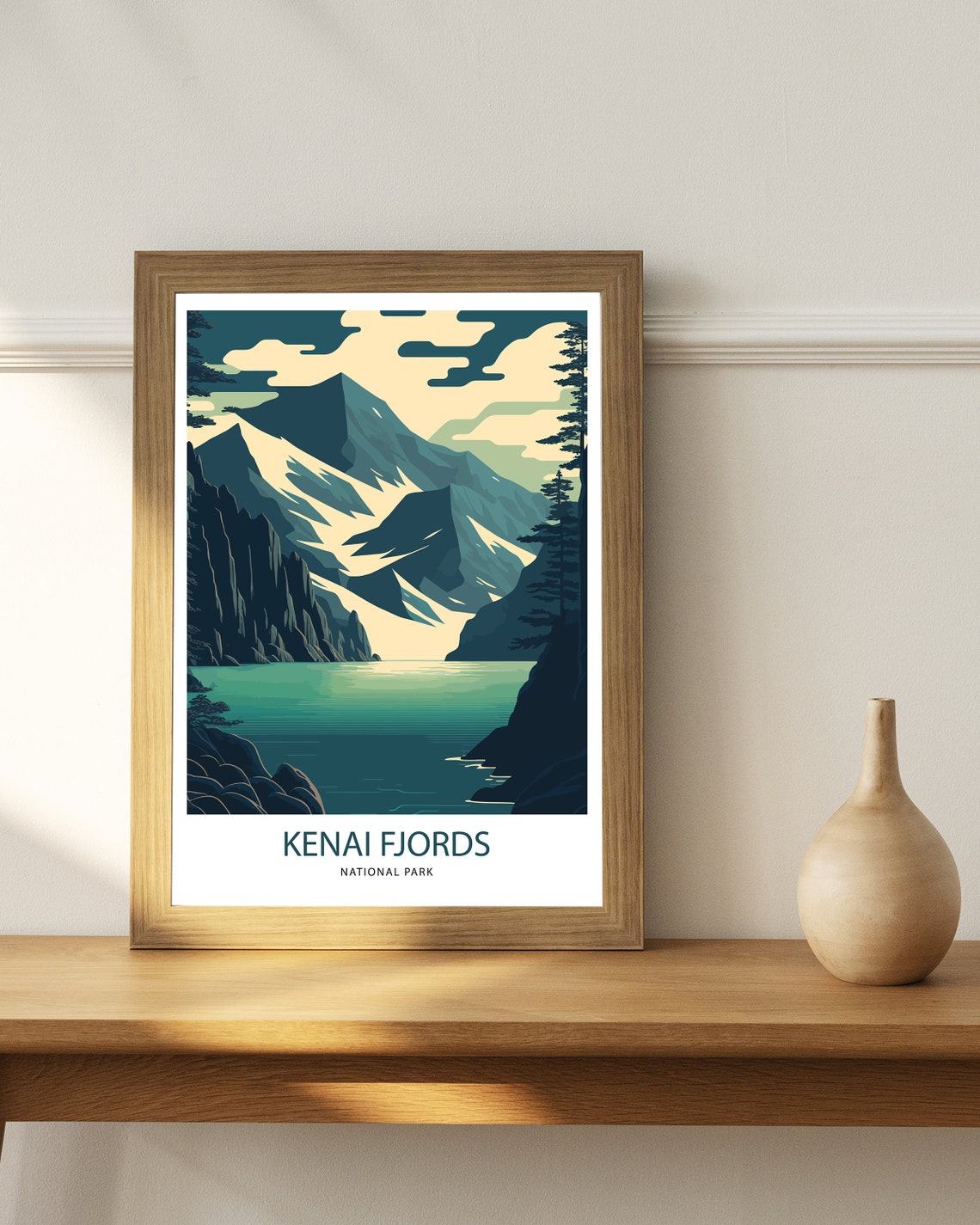 Kenai Fjords National Park Alaska Mountains Lake Vintage Travel Poster - Image 2
