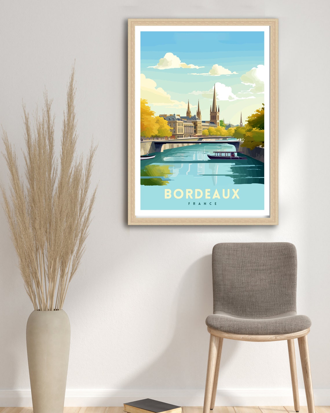 Bordeaux France Riverfront Spires Golden Afternoon Travel Poster - Image 3