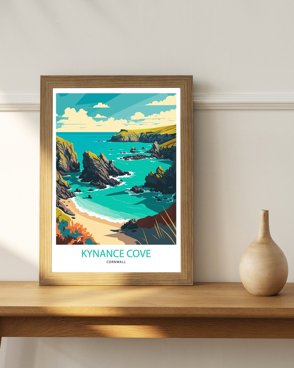 Kynance Cove Cornwall Travel Poster, Travel Print - Image 3