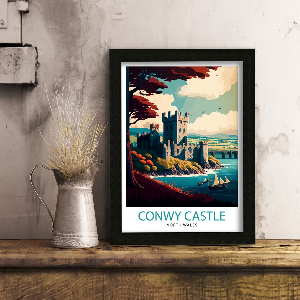 Conwy Castle Travel Poster, Wales Home Decor - Image 3