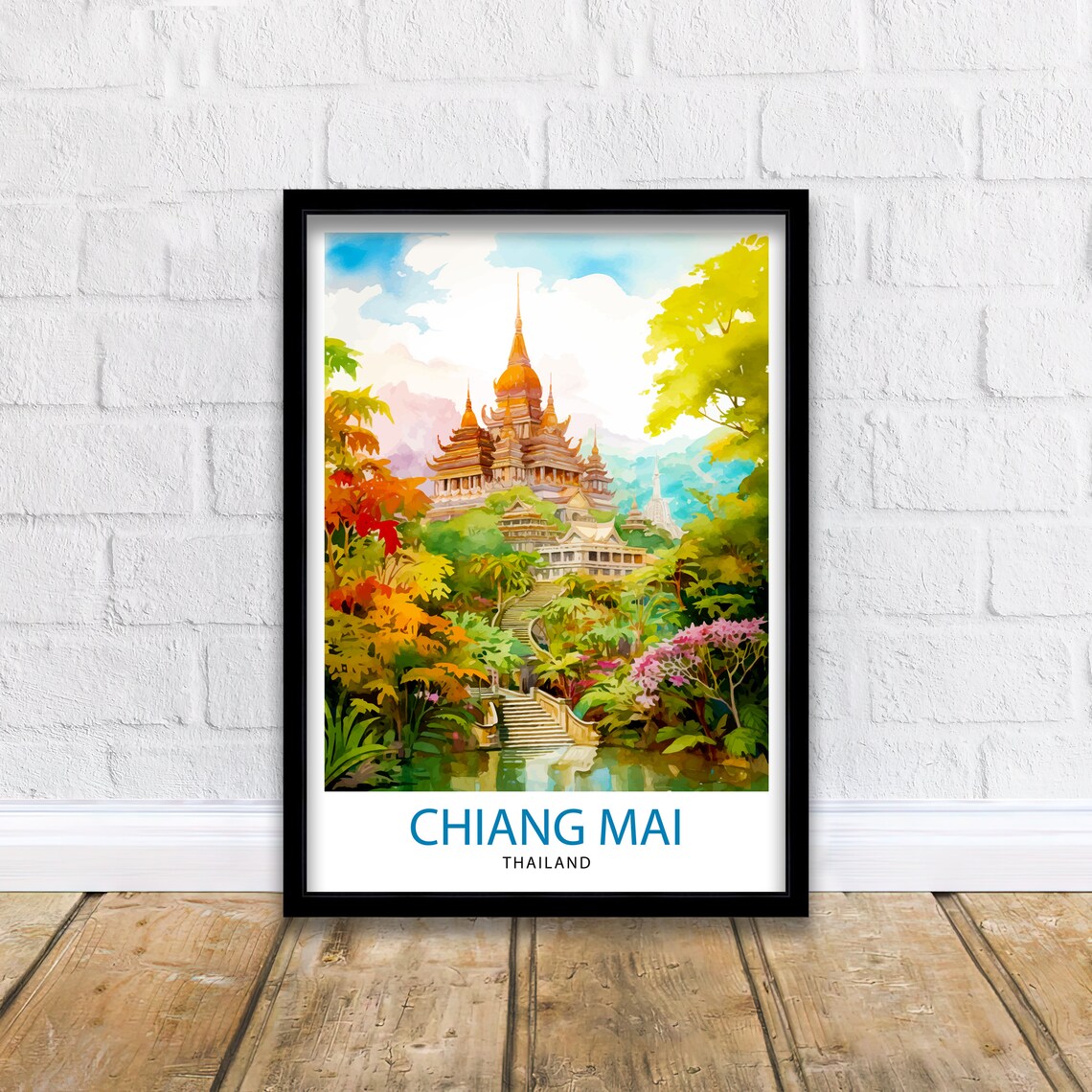 Chiang Mai Thailand Travel Poster, Asia Wall Decor