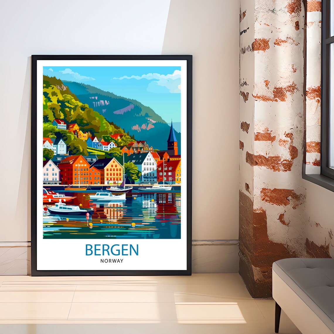 Bergen Norway Travel Poster, Norway Wall Decor - Image 2