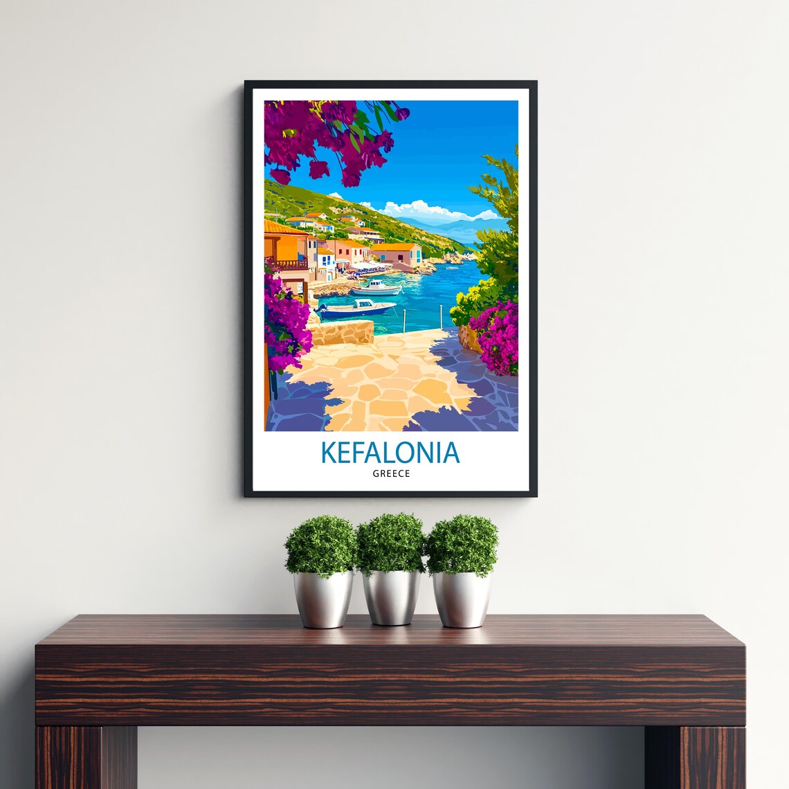 Kefalonia Greece Travel Poster, Greek Island Landscape - Image 3