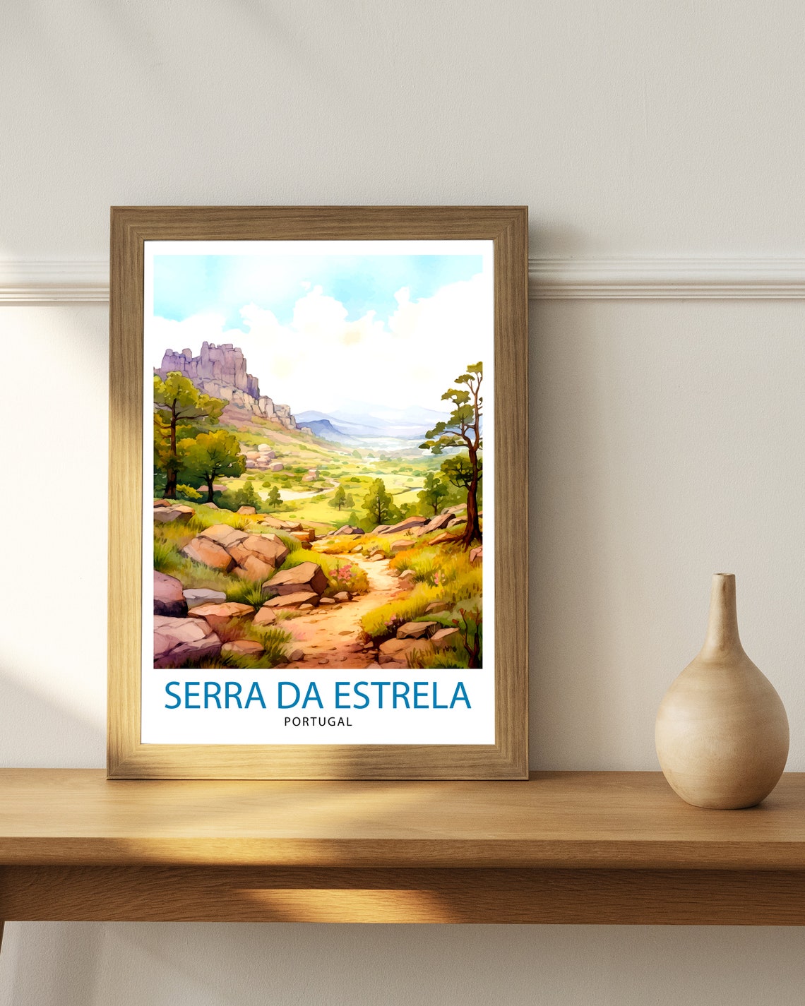 Serra da Estrela Portugal Rocky Mountain Trail Watercolor Poster - Image 2