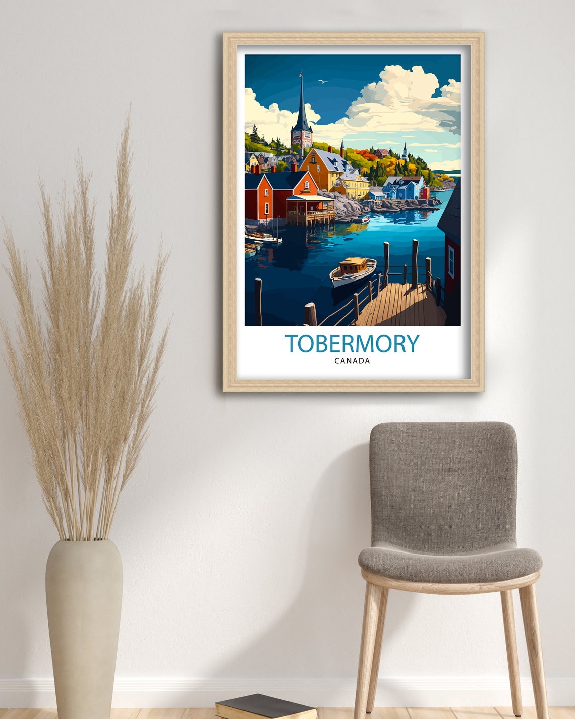 Tobermory Canada Harbor Village Boats Wooden Dock Scene Poster - Image 3