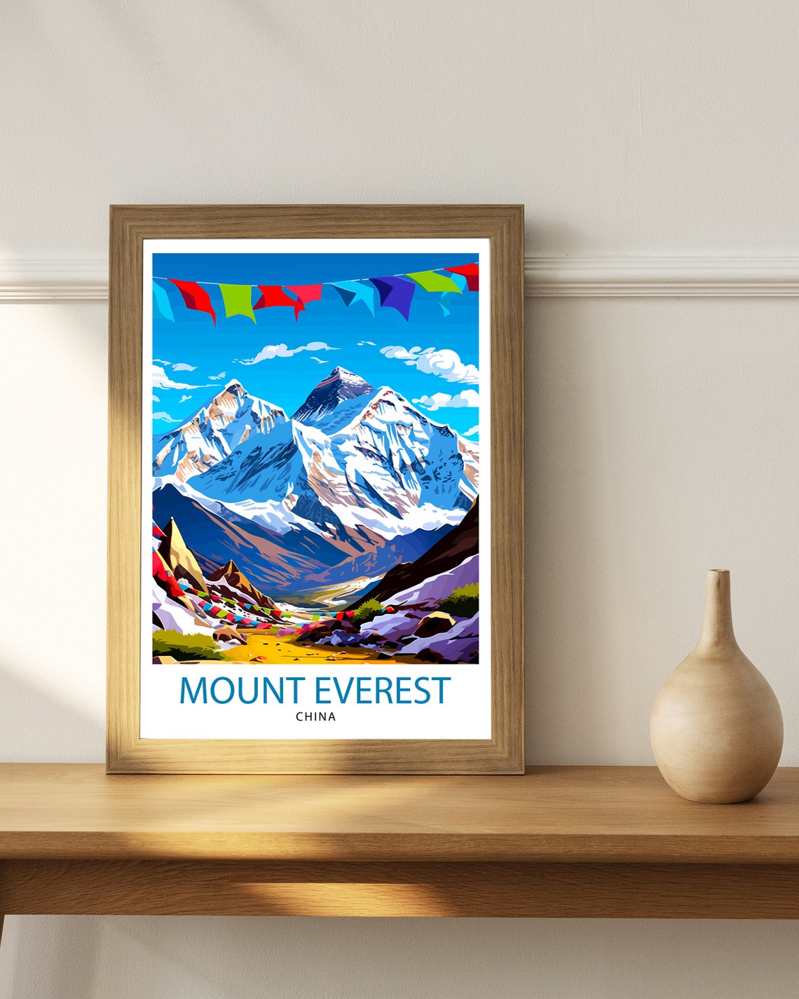 Mount Everest China Prayer Flags Himalaya Peaks Travel Poster - Image 2