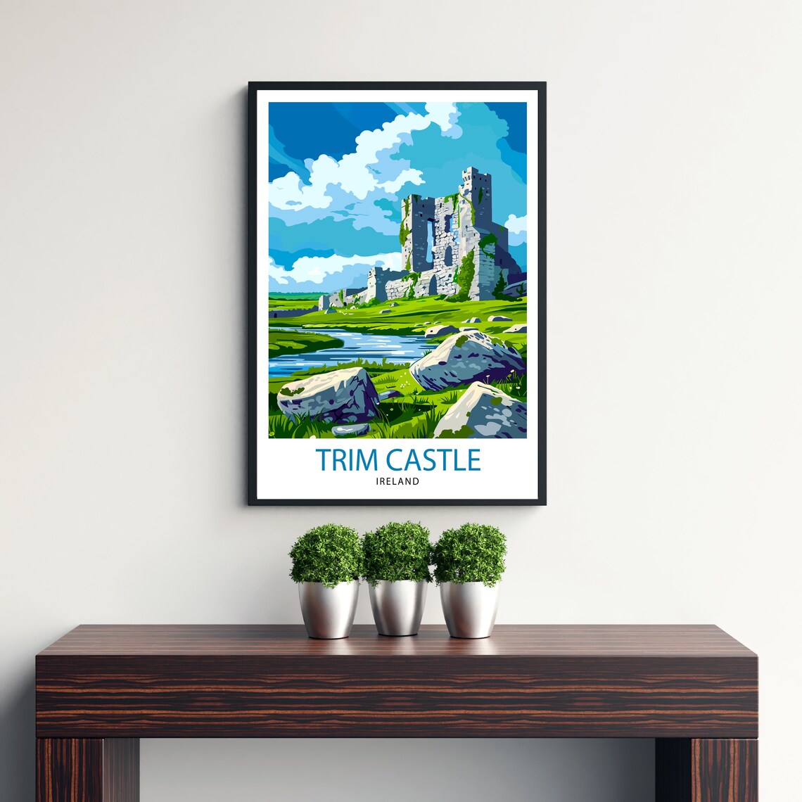 Trim Castle Ireland Medieval Ruins River Vintage Travel Poster - Image 3