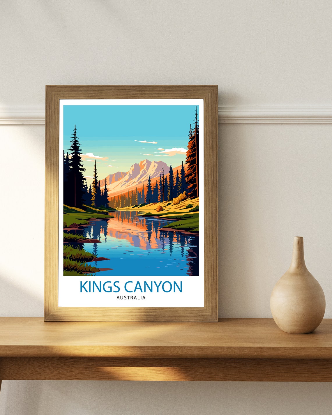 Kings Canyon Australia Pine Forest Mountain Lake Sunrise Poster - Image 3