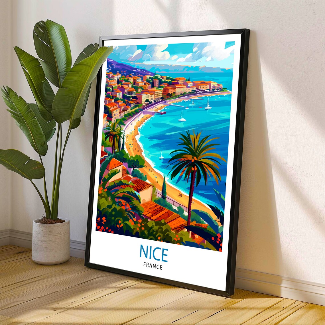 Nice France French Riviera Travel Poster Turquoise Beach Coast Art - Image 3