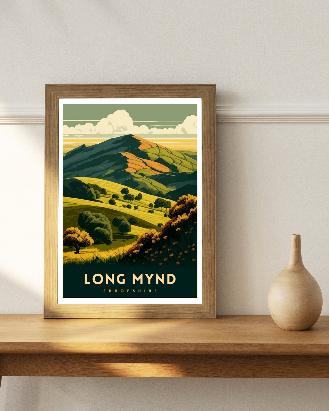 Long Mynd Shropshire Travel Poster, Illustrated View - Image 2
