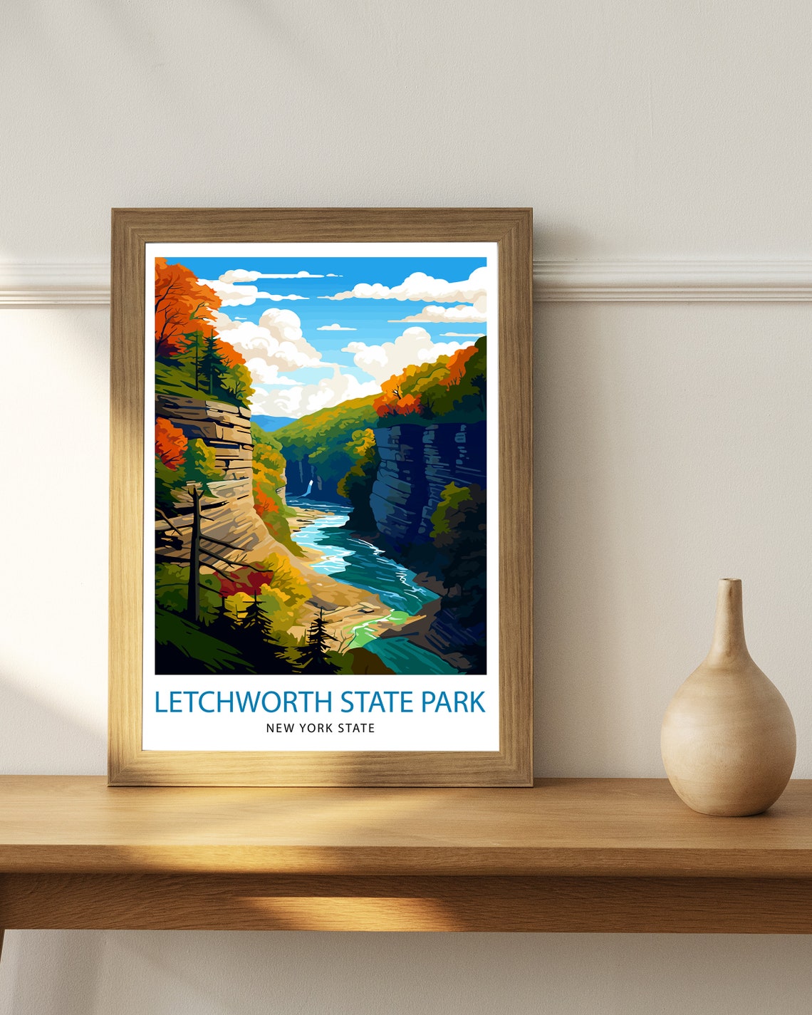 Letchworth State Park New York Autumn Gorge River Cliffs Poster - Image 3