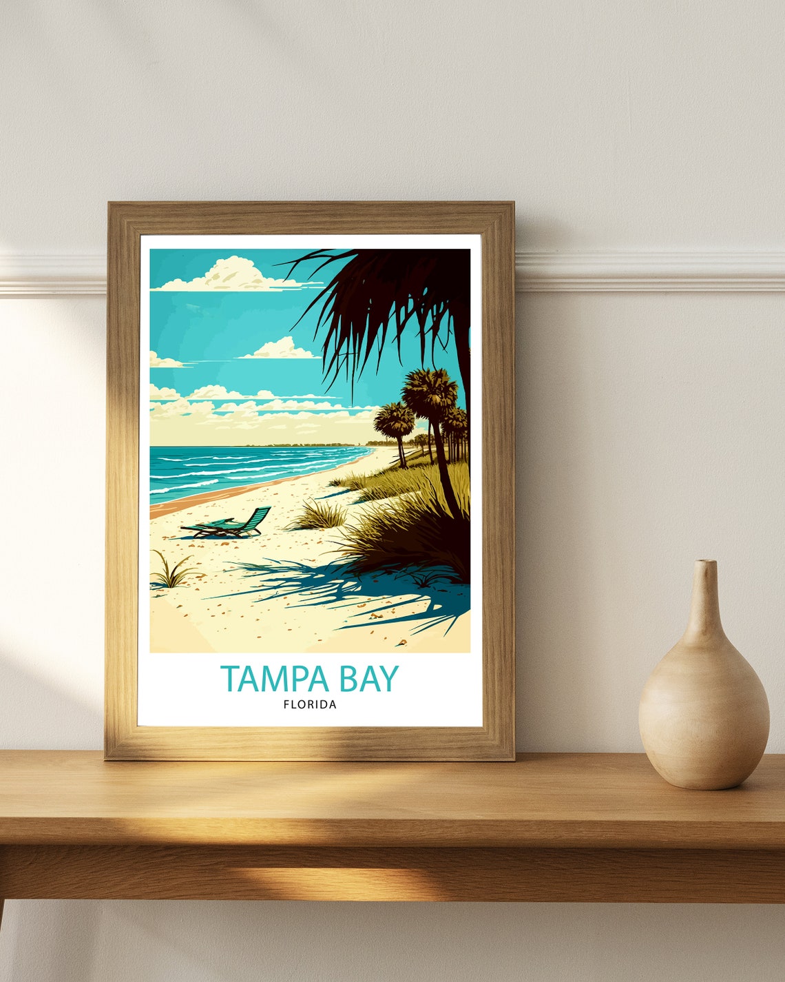 Tampa Bay Florida Retro Beach Palms Ocean View Summer Poster - Image 3