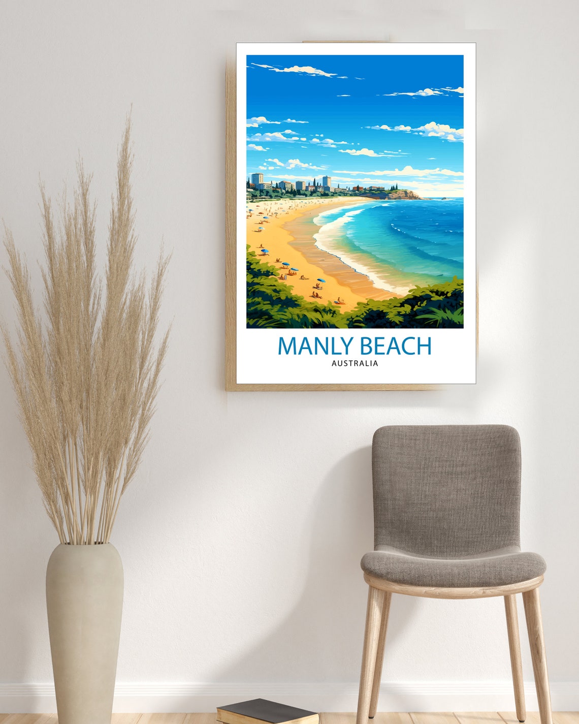Manly Beach Australia Sydney Golden Sand Shoreline Travel Poster - Image 3