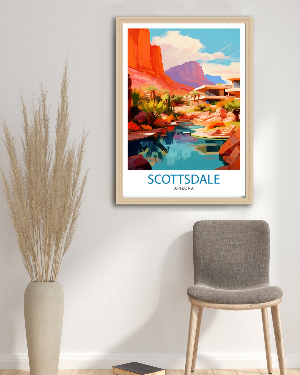 Scottsdale Arizona Travel Poster Scottsdale Wall Art Arizona Desert Print Southwest Travel Decor Scottsdale Illustration Arizona Art Print - Image 3