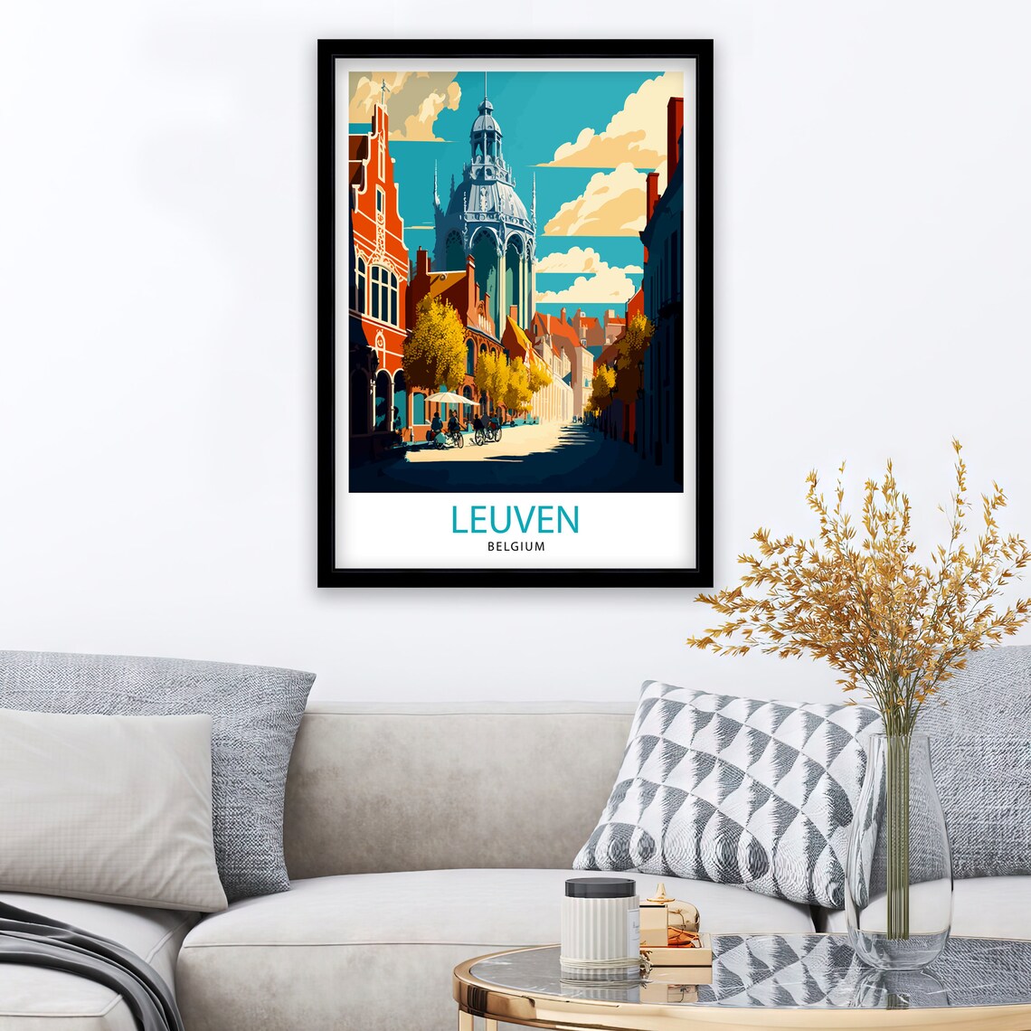 Leuven Belgium Grand Beguinage Church Street Vintage City Poster - Image 2