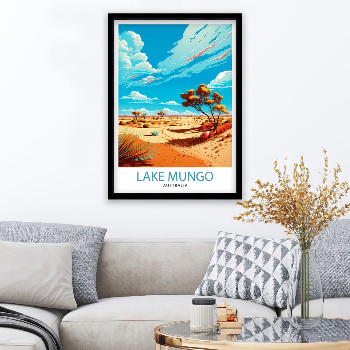 Lake Mungo Australia Travel Print Lake Mungo Wall Art Australia Travel Poster Lake Mungo National Park Illustration Gift For Australia - Image 2