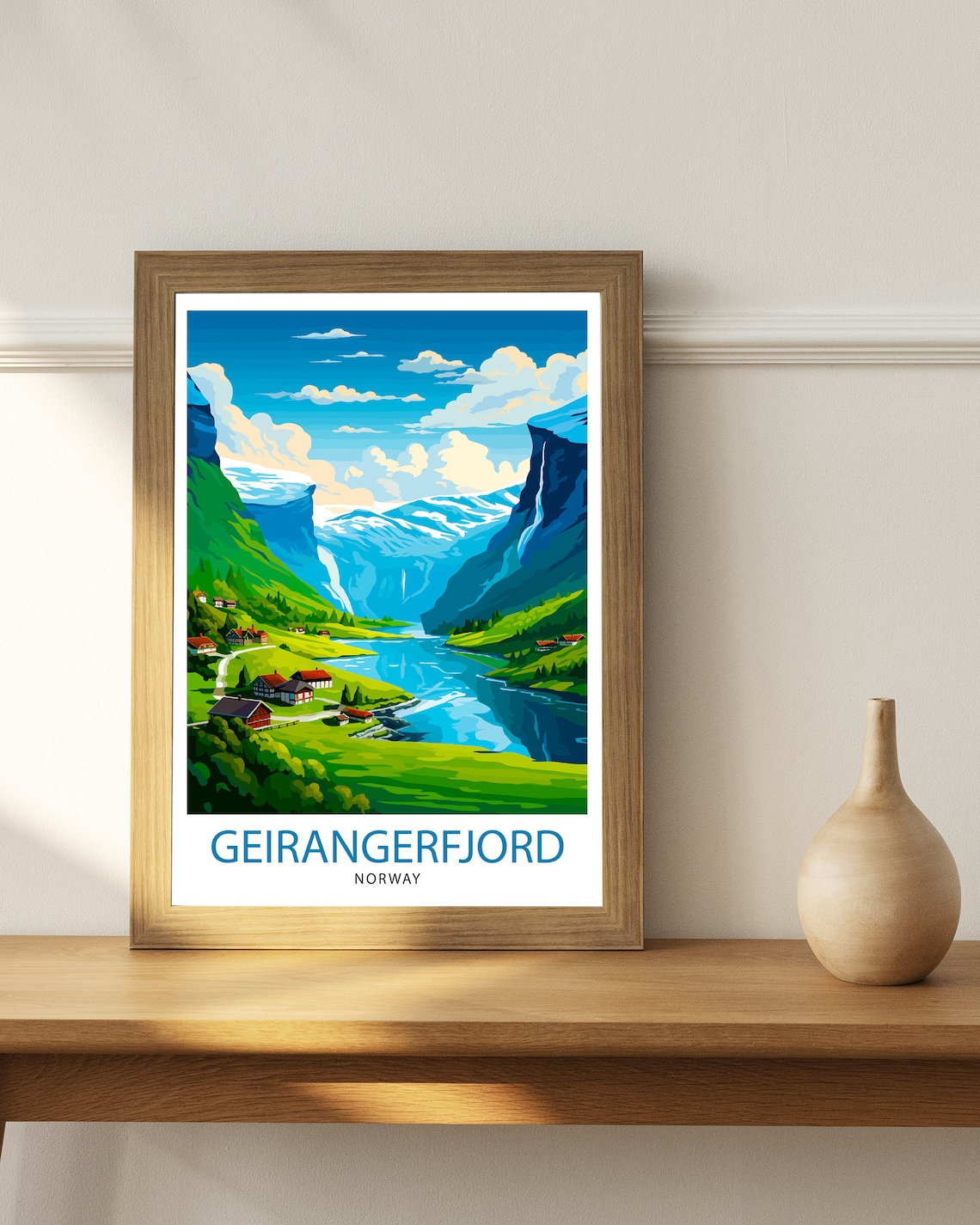 Geirangerfjord Norway Travel Poster, European Place - Image 2