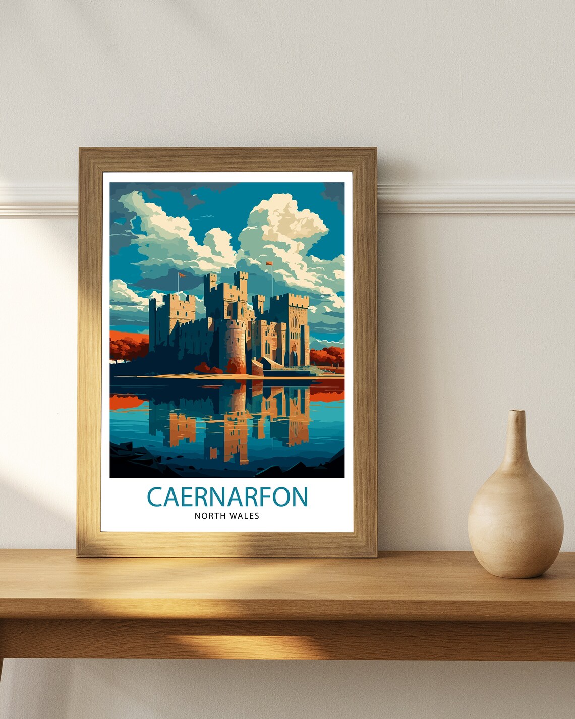 Caernarfon Castle Travel Poster, Wales Illustration - Image 2