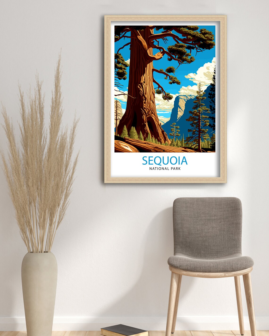 Sequoia National Park Giant Redwood Tree Vintage Travel Poster - Image 3