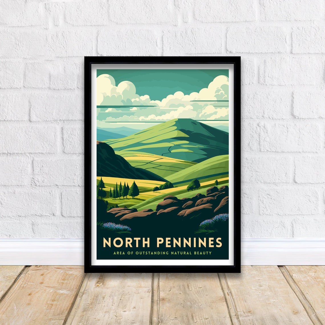 North Pennines England Rolling Fells Meadow Retro Travel Poster - Image 3