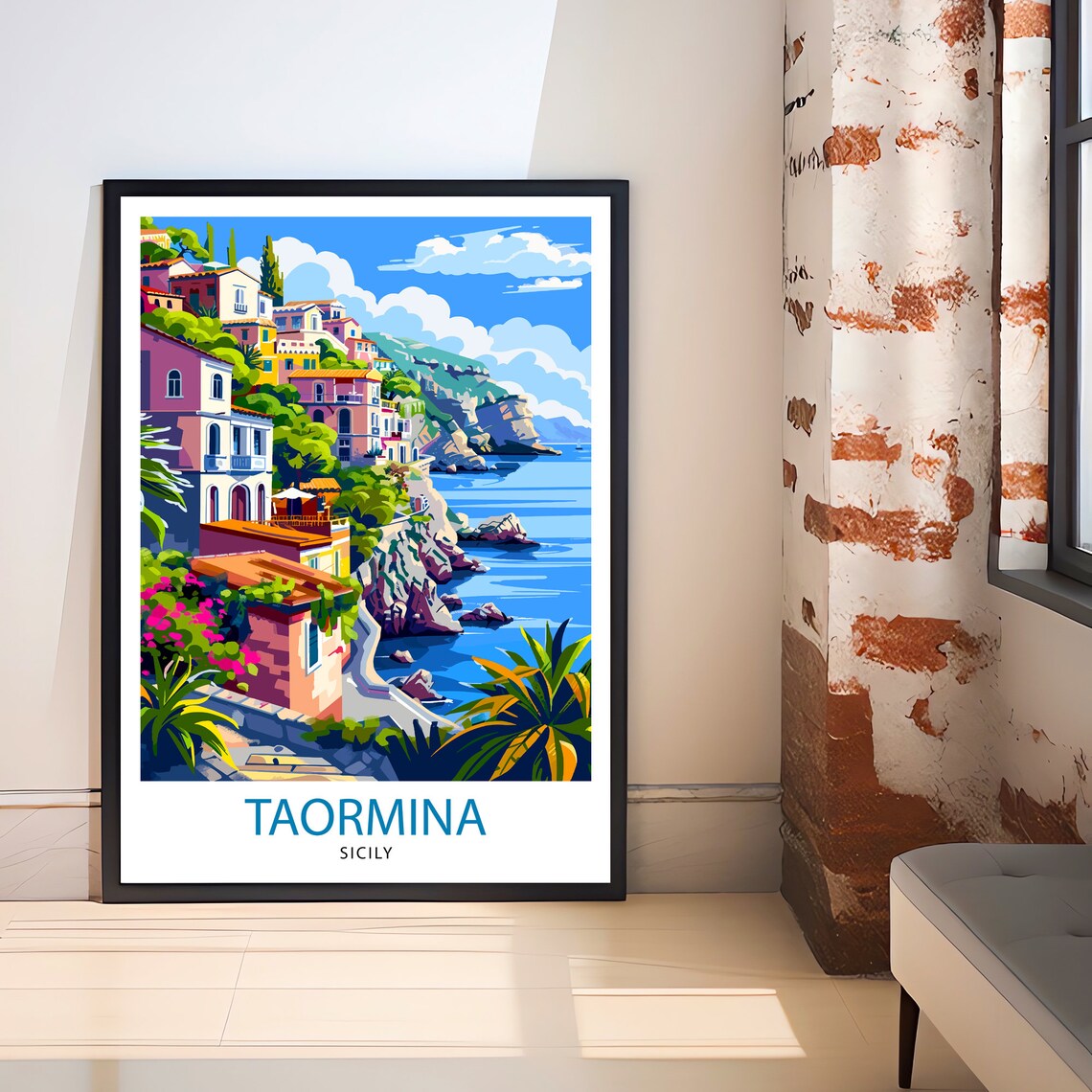 Taormina Sicily Travel Poster, Italian Place Print - Image 2
