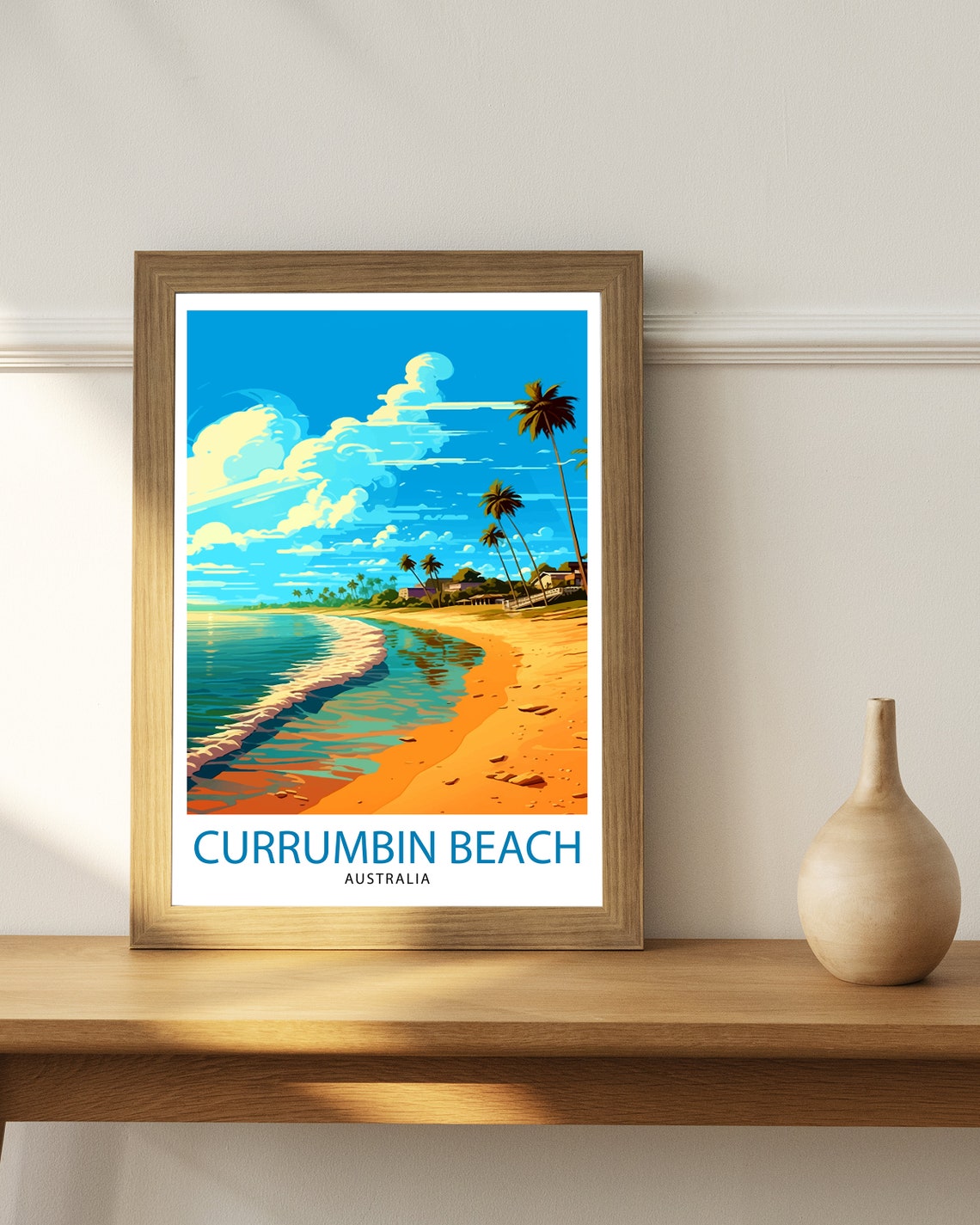 Currumbin Beach Australia Palm Lined Surf Coast Paradise Poster - Image 3
