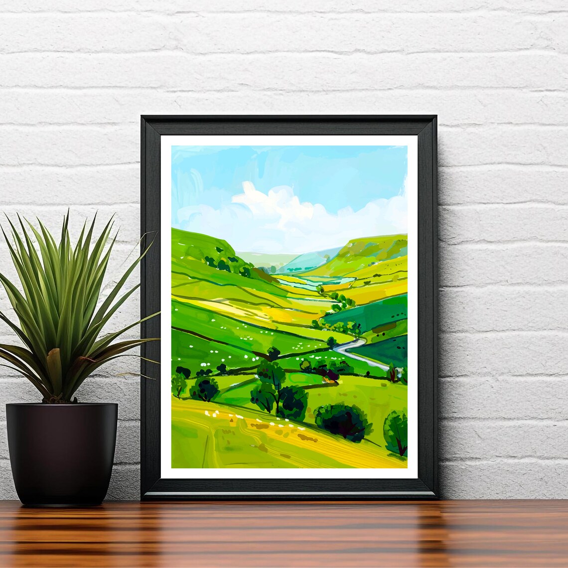 Yorkshire Dales England Green Valley Winding Road Landscape Poster - Image 2