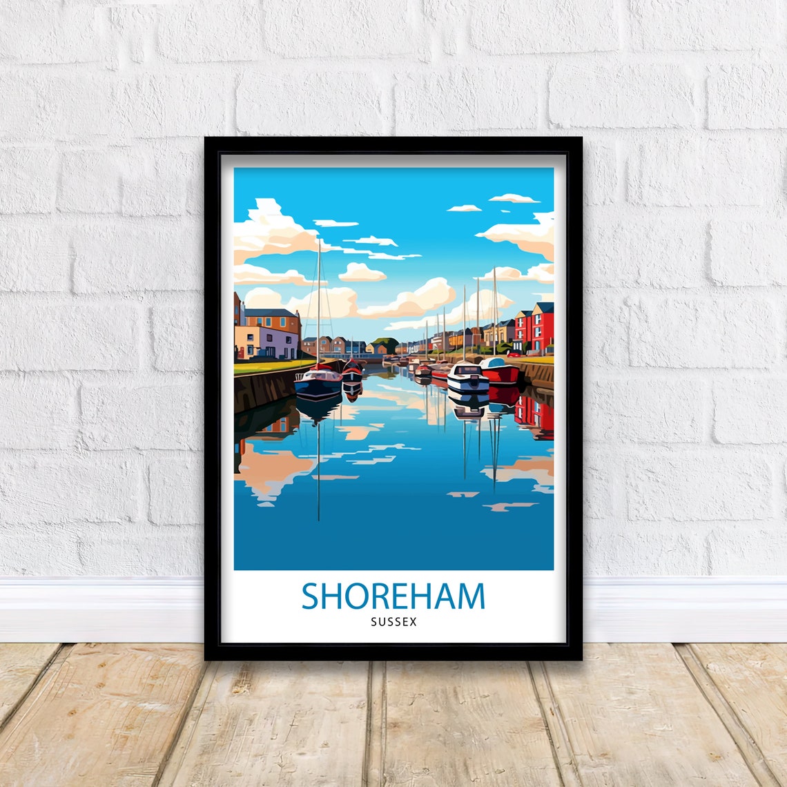 Shoreham Sussex Mirror Calm Marina Reflections Sailing Poster - Image 2