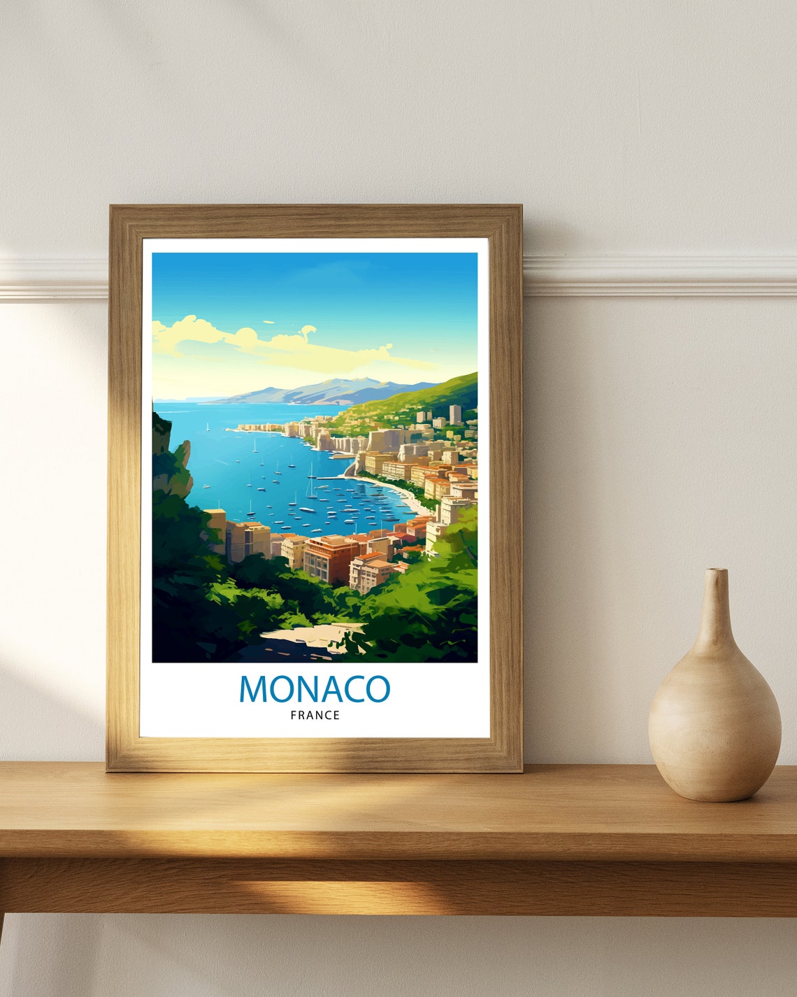 Monaco Harbor Yachts Riviera Hillside Sparkling Bay View Poster - Image 3
