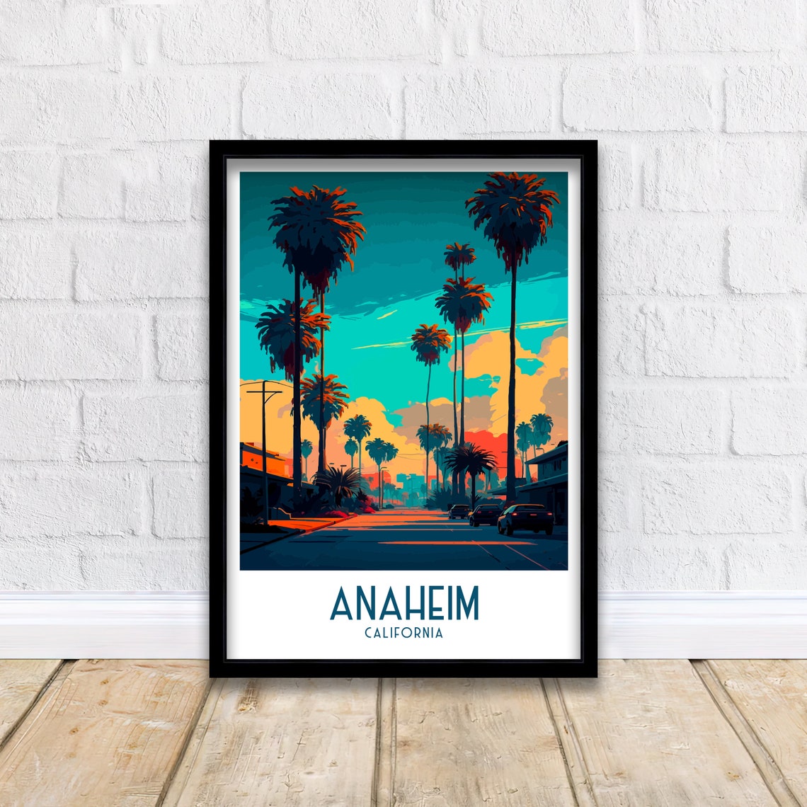 Anaheim California Travel Print Anaheim Wall Decor Anaheim Home Living Decor Anaheim Illustration Travel Poster Gift For Anaheim California - Image 2