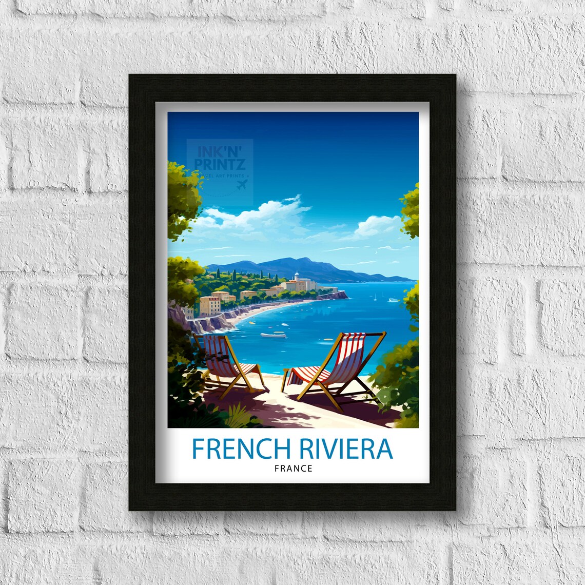 French Riviera Travel Poster, France Wall Decor - Image 3