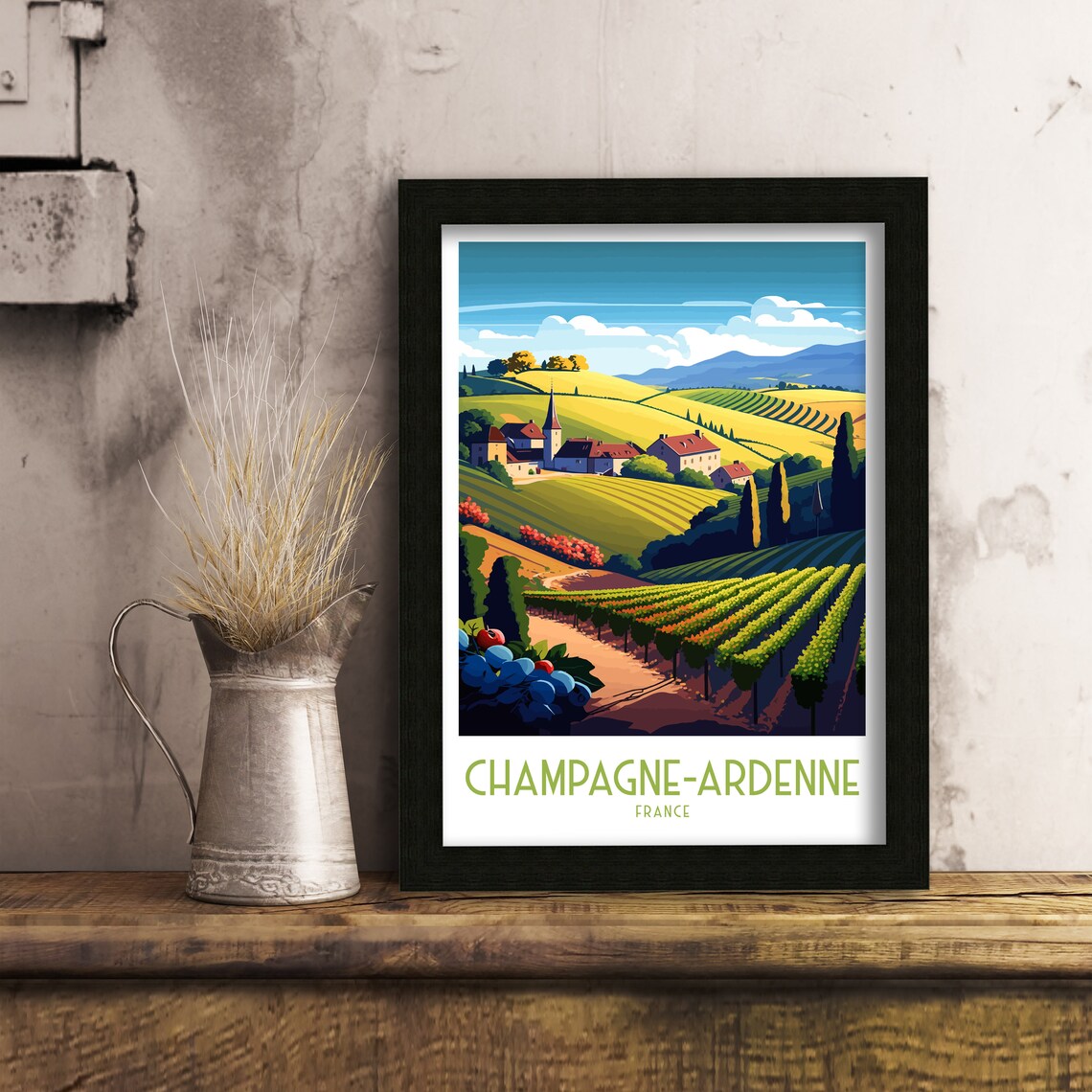 Champagne Ardenne Vintage Travel Poster, France - Image 2