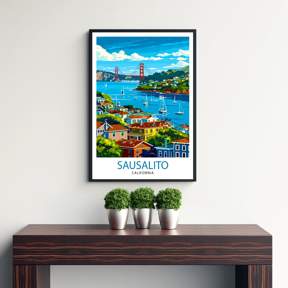 Sausalito California Golden Gate Bridge Bay View Travel Poster - Image 3