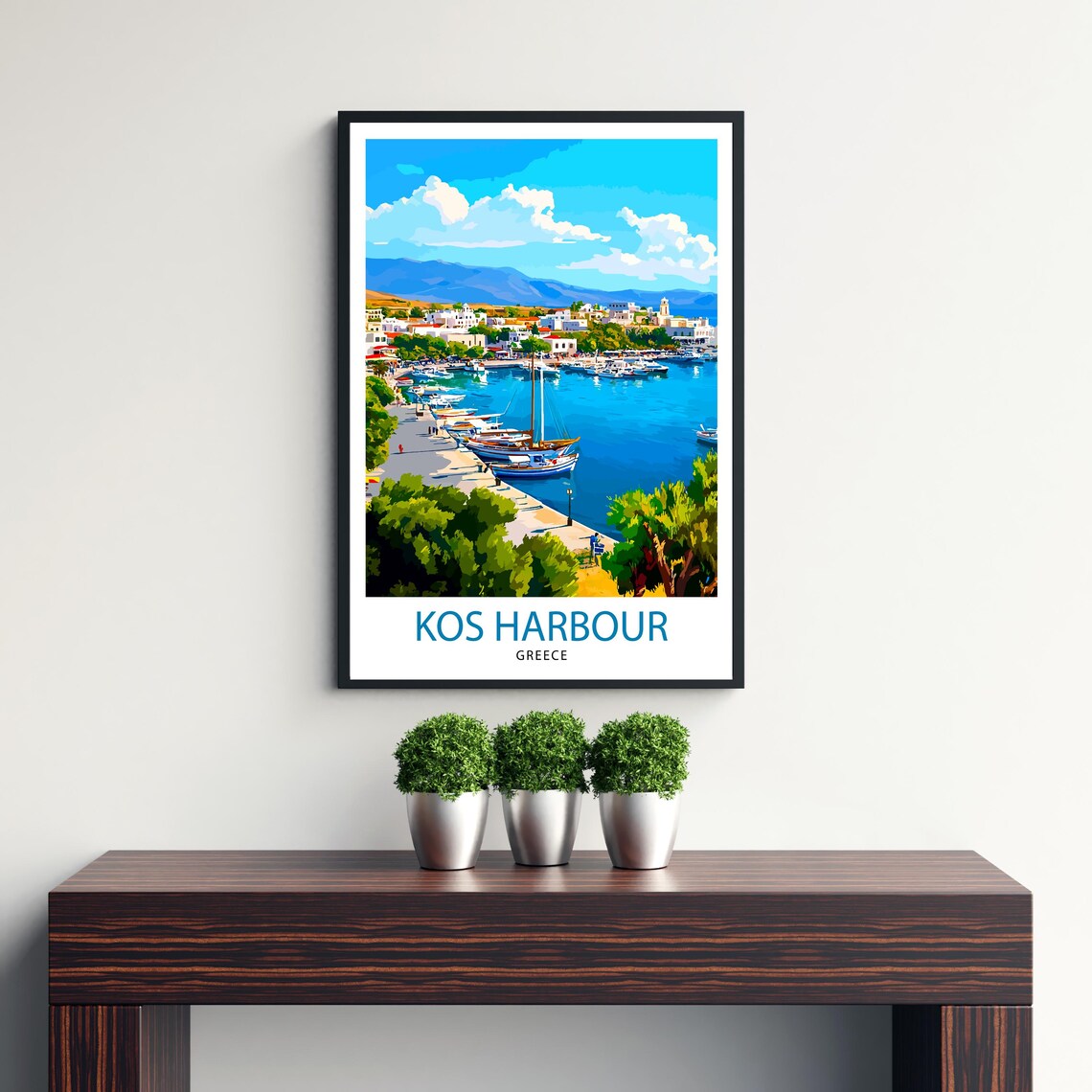 Kos Harbour Greece Travel Poster, Greek Place Art - Image 3