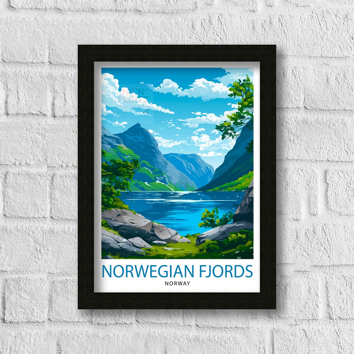 Norwegian Fjords Norway Majestic Blue Fjord Mountains Vista Poster - Image 3