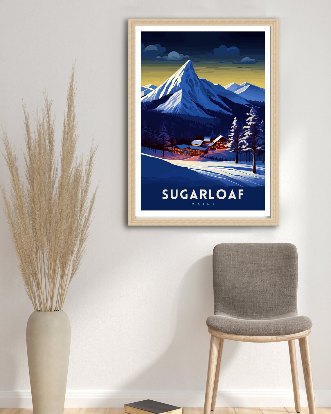 Sugarloaf Maine Ski Resort, Winter Landscape Art Print - Image 3