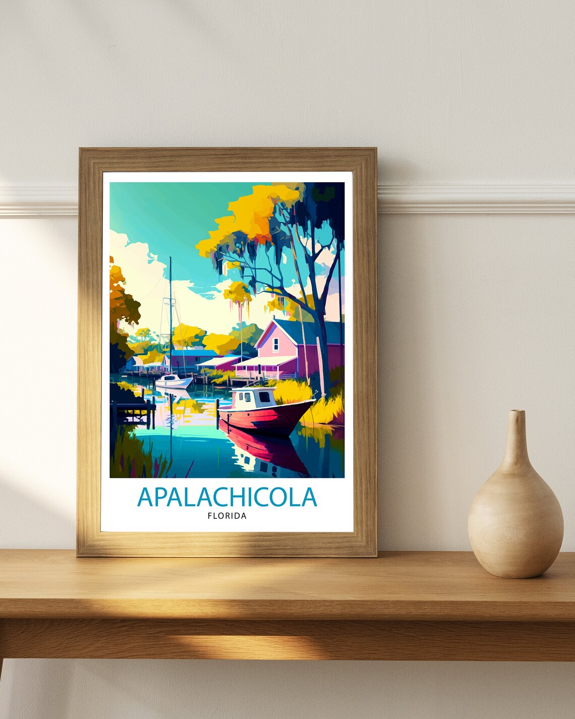 Apalachicola Florida Travel Poster, Coastal Place Print - Image 2