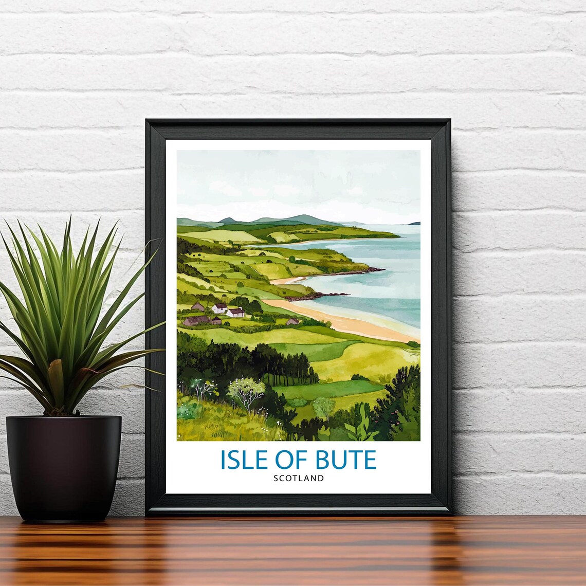 Isle Of Bute Scotland Green Rolling Hills Coastal Bay Wall Print - Image 2