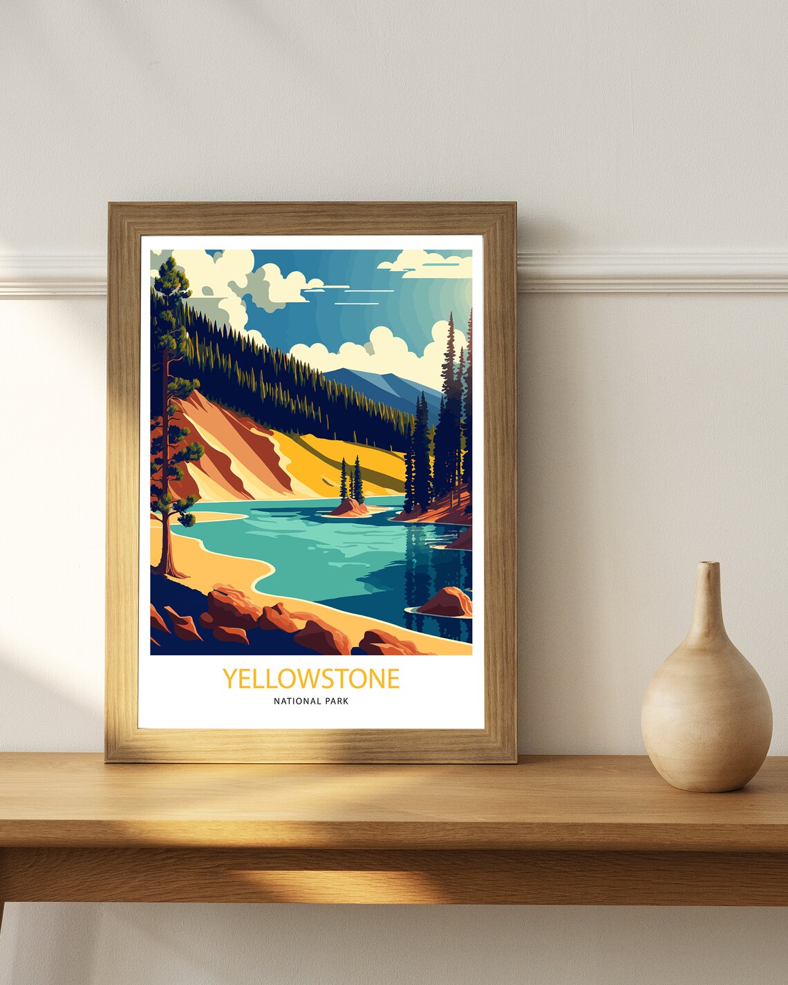 Yellowstone National Park Lake Pine Forest Art Travel Poster - Image 2