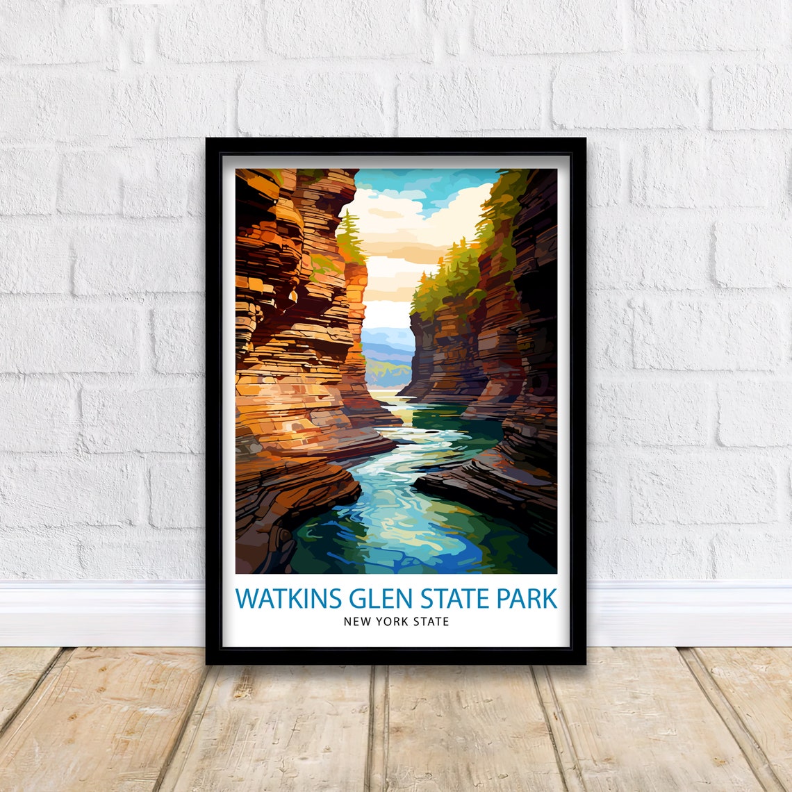 Watkins Glen State Park New York Gorge Landscape Travel Poster - Image 2