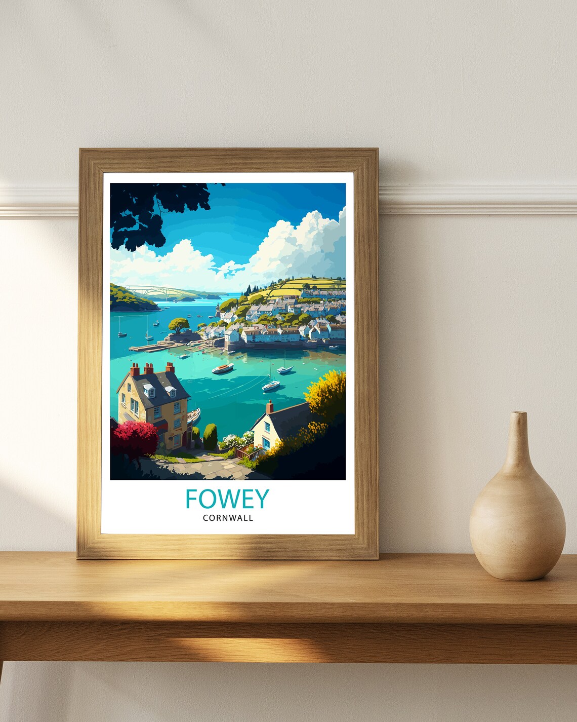 Fowey Cornwall Travel Poster, Cornwall Wall Decor - Image 2